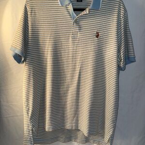 U.S. Polo Assn. Blue and White Striped Polo Shirt, vintage, size XL